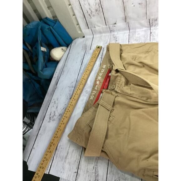 tropical y2k boho indie Cargo Pants Mens 36 Relaxed Straight Brown Belted - Picture 4 of 5